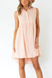 Mixiedress Lapel Button Down Sleeveless Striped Shirt Dress