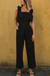 Mixiedress Solid Square Neck Ruffle Sleeveless Jumpsuit