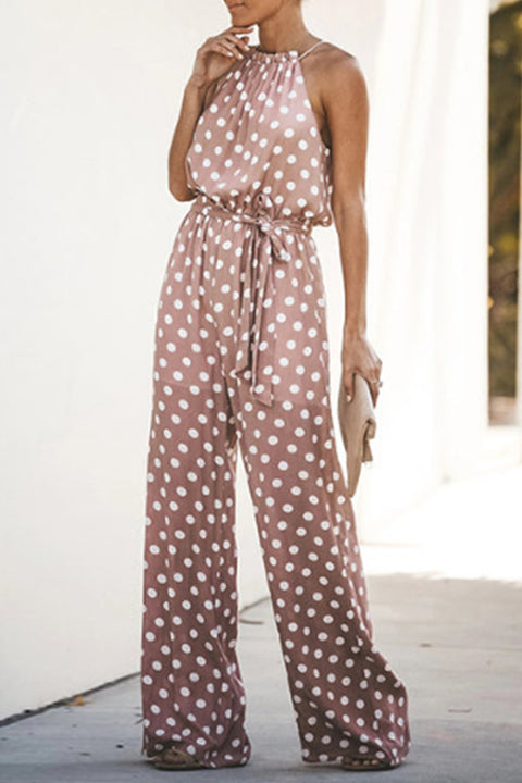 Mixiedress Halter Sleeveless High Waist Polka Dot Jumpsuit