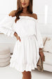 Mixiedress Off Shoulder Lantern Sleeve Waisted Ruffle Swing Dress