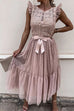 Mixiedress High Waist Sleeveless Lace Swing Dress
