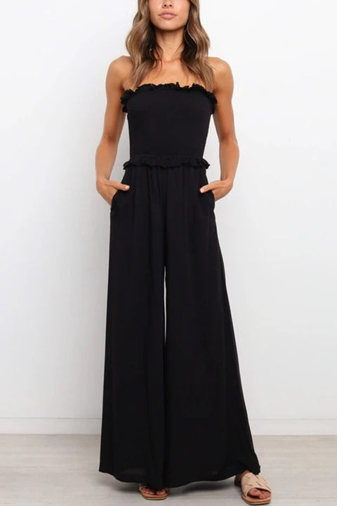 Mixiedress Off Shoulder Sleeveless Wide Leg Jumpsuit