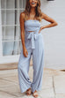 Mixiedress Solid Off Shoulder Sleeveless Tie Waist Jumpsuit