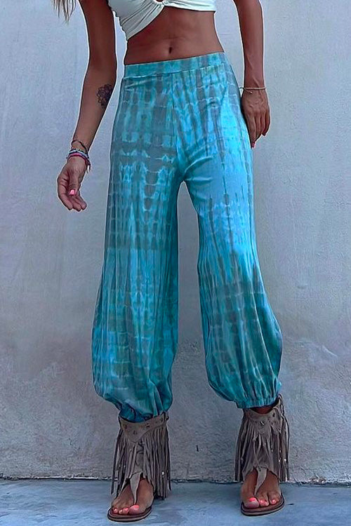 Mixiedress Tie Dye Side Slit Loose Lantern Pants