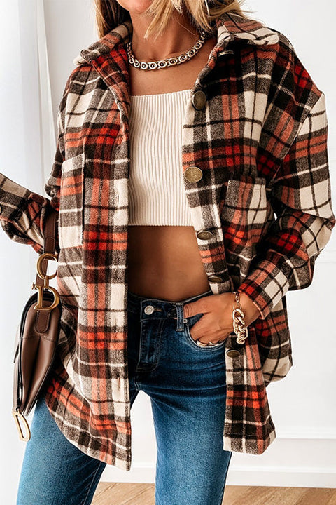 Mixiedress Lapel Button Down Plaid Cardigans with Pockets
