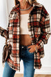 Mixiedress Lapel Button Down Plaid Cardigans with Pockets