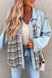 Mixiedress Button Down Long Sleeve Splice Plaid Jacket