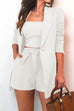 Mixiedress Square Collar Top and One Button Cardigans Tie Waist Shorts Three Pieces