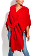 Mixiedress Solid V Neck Wrapped Batwing Cloak Sweater