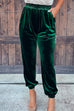 Mixiedress Elastic Waist Velvet Joggers Pants with Pockets