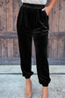 Mixiedress Elastic Waist Velvet Joggers Pants with Pockets