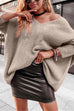 Mixiedress Casual V Neck Batwing Sleeve Loose Sweater