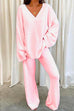 Mixiedress V Neck Batwing Sleeve Top and Straight Leg Pants Loungewear Set