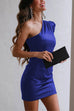 Mixiedress One Shoulder Sleeveless Faux Leather Dress