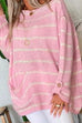 Mixiedress Crewneck Loose Color Block Striped Sweater