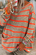 Mixiedress Crewneck Loose Color Block Striped Sweater