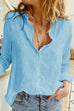 Mixiedress Solid Button Down Cotton Linen Blouse Shirt