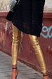 Mixiedress Solid Slim Fit Faux Leather Leggings Pants