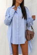 Mixiedress Lapel High Low Hem Button Down Shirt