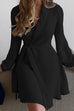 Mixiedress Elegant Wrap V Neck Long Sleeve Tie Waist Dress