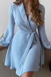 Mixiedress Elegant Wrap V Neck Long Sleeve Tie Waist Dress