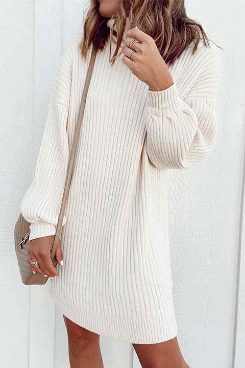 Mixiedress Stylish Turtleneck Lantern Sleeve Sweater Dress