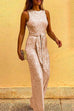 Mixiedress Crewneck Sleeveless Tie Waist Sequin Jumpsuit