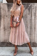 Mixiedress Fashion Style Mockneck Sleeveless Lace Swing Dress