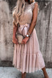 Mixiedress Fashion Style Mockneck Sleeveless Lace Swing Dress