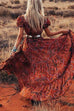 Mixiedress Bohemia V Neck Short Sleeve Printed Swing Dress