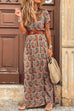 Mixiedress Bohemia Wrap V Neck High Split Printed Dress