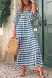 Mixiedress Puff Sleeve Geometry Printed Swing Dress