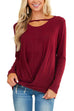 Mixiedress Cut Out Long Sleeve Twist Knot T-shirt