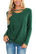 Mixiedress Cut Out Long Sleeve Twist Knot T-shirt