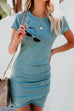 Mixiedress Irregular Crewneck Short Sleeve Ruched Dress