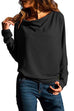 Mixiedress Solid Batwing Long Sleeve Loose T Shirt