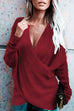 Mixiedress V Neck Cross Front Long Sleeve Knit Sweater