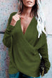 Mixiedress V Neck Cross Front Long Sleeve Knit Sweater