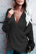 Mixiedress V Neck Cross Front Long Sleeve Knit Sweater