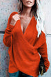 Mixiedress V Neck Cross Front Long Sleeve Knit Sweater