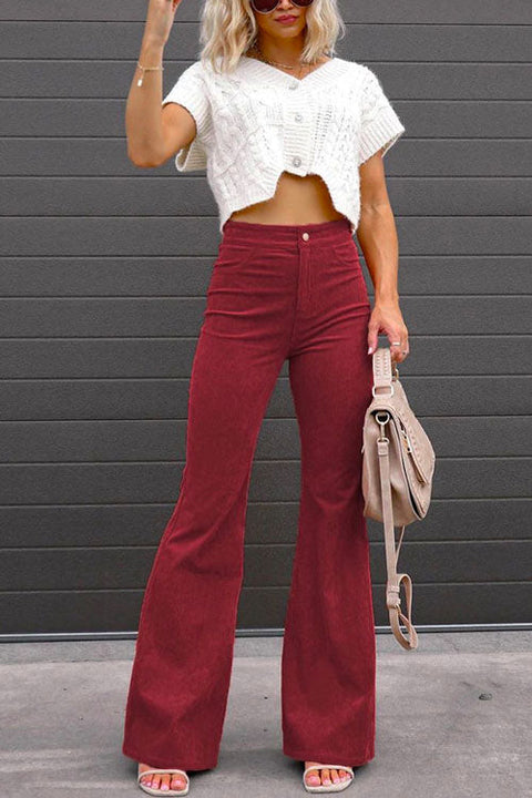 Mixiedress High Waist Bell Bottomed Corduroy Pants