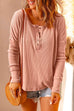 Mixiedress Solid Buttons Long Sleeve Waffle T-shirt