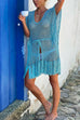 Mixiedress Tassel V Neck Hollow Out Cover Up Dress