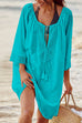 Mixiedress Tassel V Neck Short Sleeve Beach Dress