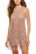 Mixiedress Tassel Crewneck Sleeveless Hollow Out Beach Dress