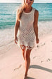 Mixiedress Tassel Crewneck Sleeveless Hollow Out Beach Dress