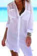 Mixiedress V-neck Rolled Up Sleeve Blouse Shirt with Pockets