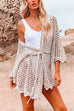 Mixiedress Long Sleeve Hollow Out Tie Waist Beach Dress