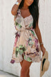 Mixiedress V Neck Tie Waist Ruffle Printed Cami Dress