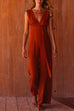 Mixiedress V Neck Sleeveless Tie Waist Wide Leg Jumpsuit